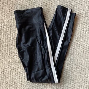 Spanx faux leather leggings with side stripe